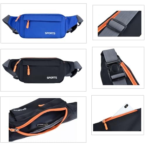 Bumbag Waist Fanny Pack Running Belt for Men Ladies，Against Theft Money Belt for Outdoors Workout Hiking Traveling Gifts for Men Women(Blue) — view 3