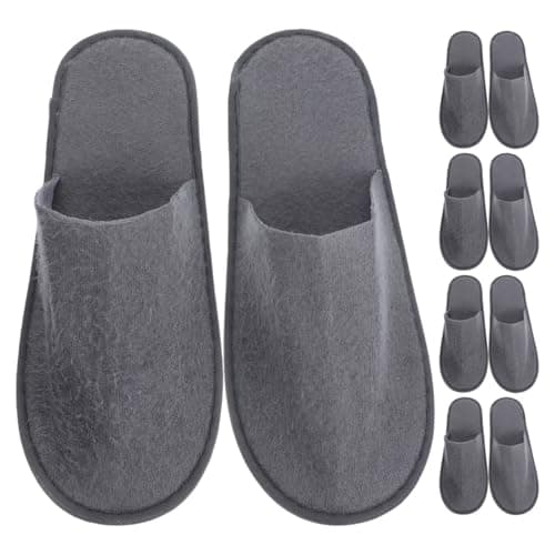 Healvian Disposable Hotel Slippers Portable Folding Spa Slippers Non-Slip Home Indoor Slippers for Travel Airline Salon Short Term Stay 10 Pairs