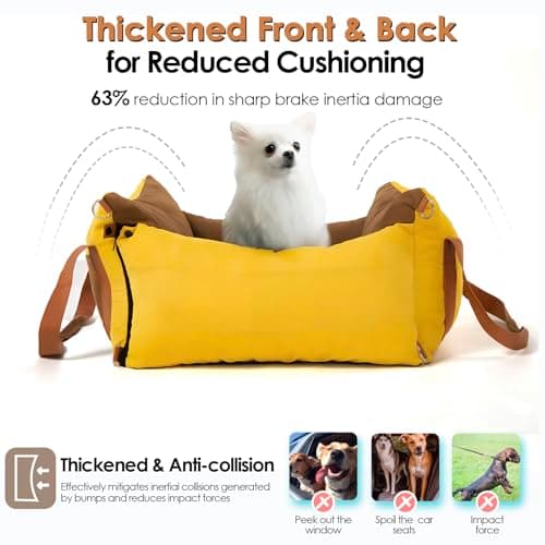 Dog Car Seat for Small & Medium Pet Under 15KG, Portable Travel Bed with Extendable Rest Area, Detachable and Washable Puppy Booster Car Carrier Seat with Storage Pockets and Safety Tether — view 5