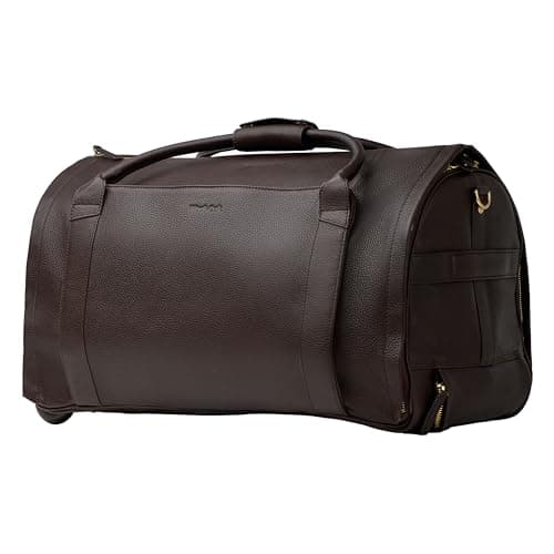 Wool & Oak NOVA Large Duffle Bag with Wheels, Chocolate, L, Leather