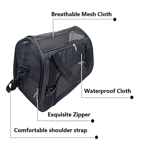 TIYOLAT Pet Carrier Bag, Airline Approved Duffle Bags, Pet Travel Portable Bag Home for Little Dogs, Cats and Puppies, Small Animals (M, Black) — view 4