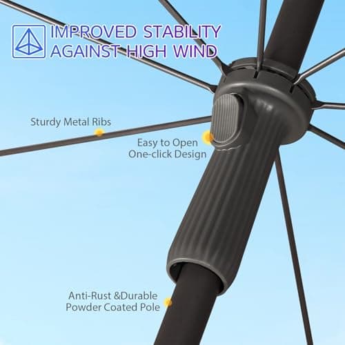 Sekey 2m Garden Parasol with Umbrella Cover - Adjustable and Portable Patio Umbrella for Beach, Garden, Pool, and Patio - UPF 50+ Sun Protection — view 6