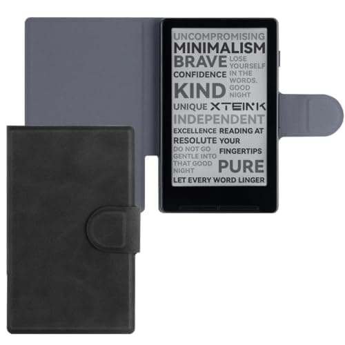 BOZHUORUI Magnetic Case for Xteink X4,PU Leather Slim Cover, Rock Black