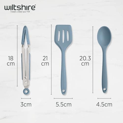 Wiltshire Silicone Mini Kitchen Tongs, Serving Spoon & Turner Set of 3 Blue — view 3