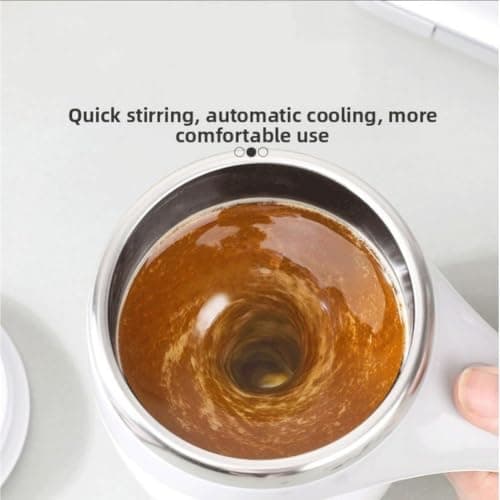 Portable Rotating Mixing Mug 380ml for Travel Office(Coffee Color Battery) — view 3