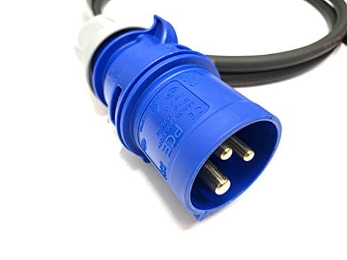 16 Amp Plug to 13 Amp 2-Gang Socket Adaptor - PCE Blue - Heavy Duty H07RN-F Rubber Cable - 16A-13A Adapter Converter Lead (2 Metre) — view 2