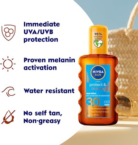 NIVEA SUN Protect & Bronze Oil Sunscreen Spray SPF 30 (200 ml), Sun Spray Provides Immediate UVA/UVB Protection and Stimulates the Skin's Natural Tanning with Pro-Melanin Extract, Water-Resistant — view 2