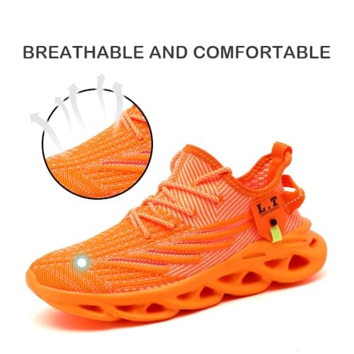 VGPSFN Mens Trainers Running Walking Shoes Sport Outdoor Casual Tennis Gym Hiking Shoes Lightweight Comfortable Fitness Sneakers for Men Fashion Work Athletic Jogging Orange UK 10.0 — view 4