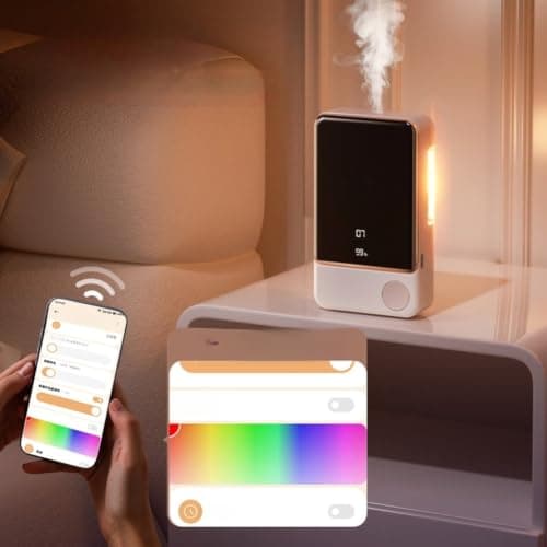 Portable Essential Oil Diffuser Smart App Controlled for battery Powered Scent Machine Adjustable Mist Modes for Bedroom Living Room Bathroom 9x5x13cm(A) — view 4