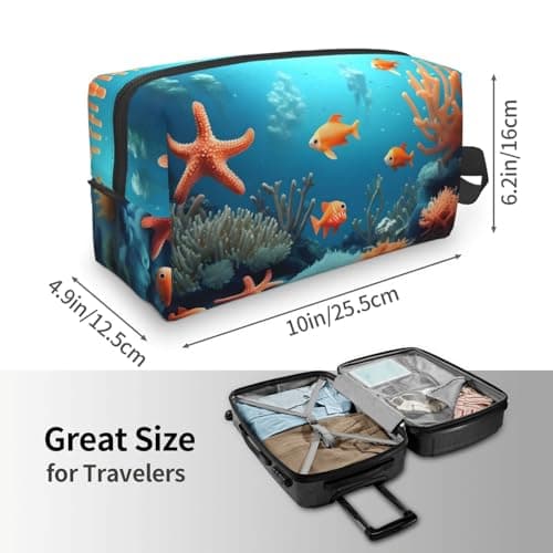 GaJher Large Travel Cosmetic Bag â€“ Reusable Coral Fish underwater Print Toiletry Dopp Kit, Portable Organizer for Makeup, Daily Essentials, White, One Size — view 4