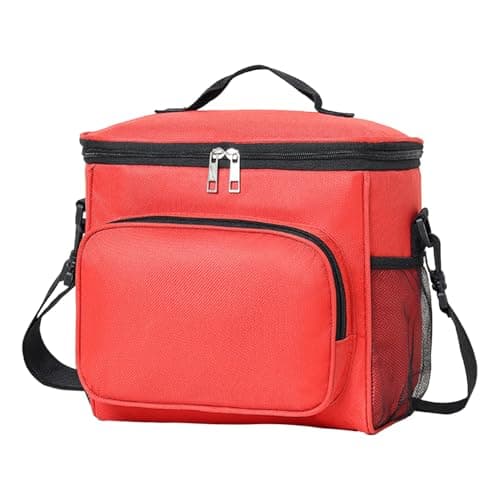 MeiLang 10L Insulated Lunch Bag, Thermal Cooler Bag Leakproof Lunch Box with Adjustable Strap for Men Women Work School Picnic Travel (Red)