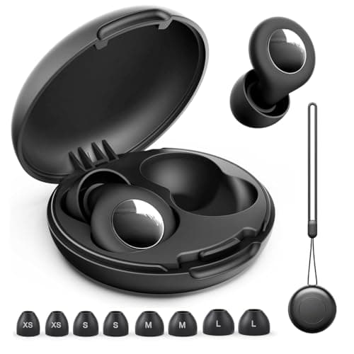 Mokeum Ear Plugs for Sleeping Noise Cancelling-45dB, Flexible Reusable Silicone Earplugs with 8 Eartips and Carrying Case for Focus, Travel, Concert, Work, Hearing Protection Ear Plugs (Black)