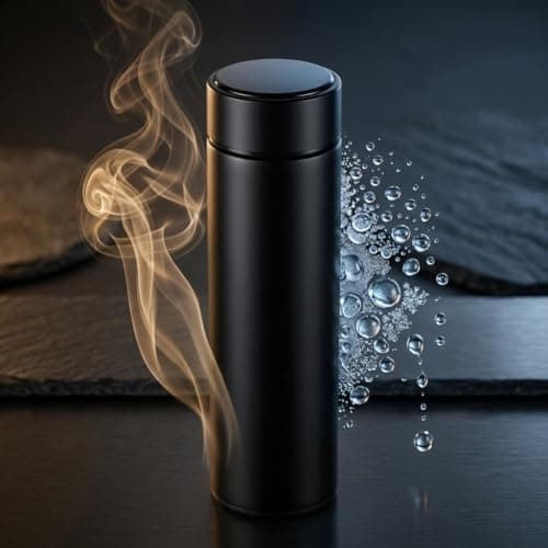 500ml Smart Vacuum Insulated Stainless Steel Water Bottle with LCD Temperature Display, Double Wall Leakproof Thermal Flask for Hot & Cold Drinks, Reusable Travel Bottle (Black) — view 6
