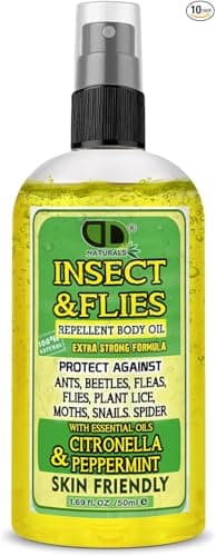 DD Teck Mosquito Repellent, Insect Repellent, Fly & Tick Repellent Body Oil with Citronella & Peppermint Essential Oils for All Body Types DEET-Free. Safe for Women & Kids. Travel Size (50ml Spray)