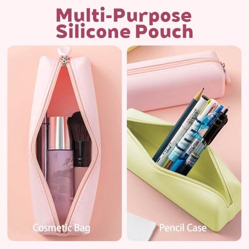 PIGIAOKA 2pcs Silicone Makeup Brush Holder Travel Cosmetic Brush Bag with Zipper, Waterproof and Portable, Cute Makeup Brush Case for Women Girls — view 4