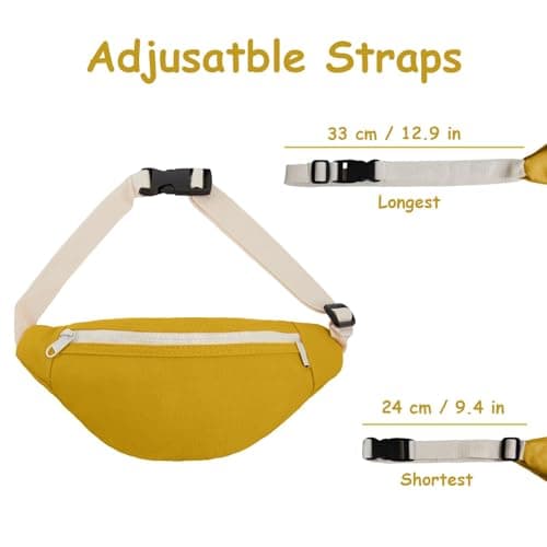 Kids Bumbag, Canvas Fanny Pack for Kids Crossbody Waist Bag for Unisex Toddler Boys Girls (Yellow) — view 2