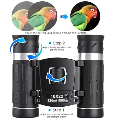 Mini Binoculars 10x22, Compact Binoculars for Adults Children Teenagers Waterproof Foldable Binoculars with Carry Bag for Bird Watching, Hiking, Hunting, Sightseeing — view 4