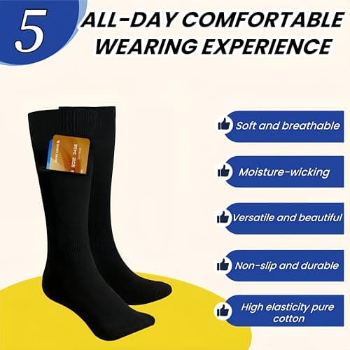 Handmade Hidden Pocket Ankle Socks with Magnetic Closure – Anti-Theft Travel Socks for Men & Women, Secure Storage for Cash, Cards, Keys | Moisture-Wicking Hiking, Running, Athletic Socks (Size 9-12) — view 3