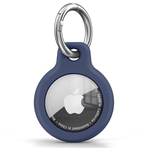 Air Tag Holder Air Tag Silicone Case, with Keychain, TPU Case for Air Tags Keyring for Keys, Bags, Luggage, Pet Collar, Anti-Lost and Scratch-Resistant, Fully Covered (Blue)