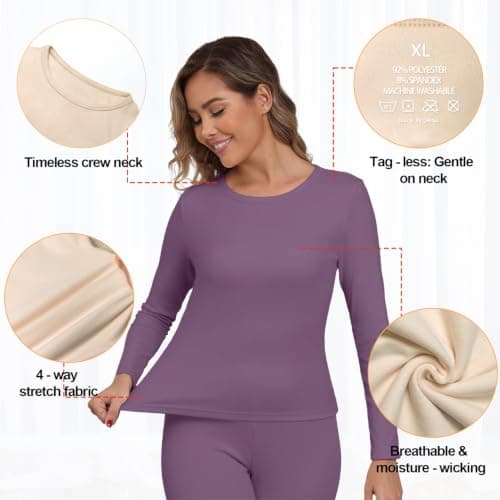 IWOLLENCE Thermal Long Sleeve Top Women (Purple, M) — view 5