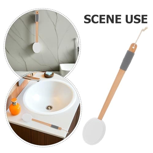 GLEAVI Back Lotion Applicator Body Moisturiser Brush, Wooden Eva Self-Tanning Applicator, White, Ergonomic Handle, for Seniors, Travel Body Care Routine — view 3