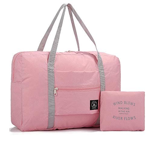 (2 Pack) Foldable Travel Duffel Bag, Waterproof Airlines Carry On Luggage Bag, Lightweight Travel Luggage Bag for Sports, Gym, Vacation (Light Blue, Light Pink) — view 2