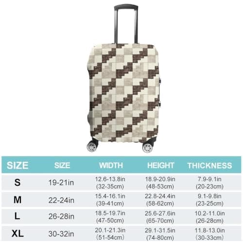 WEIHAKO Luggage Cover Elastic Anti-Scratch Suitcase Protector Washable Luggage Sleeve Cream and Brown Suitcase Cover Protector Fit 65-95 CM Suitcases Travel Accessories M — view 2