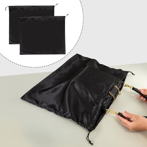 HBJSP Dust Bags for Handbags, Silk Dust Cover Storage Bags, Dustproof Drawstring Pouch for Clothes, Purse, Shoes, Boots - 2PCS (Black) — view 5