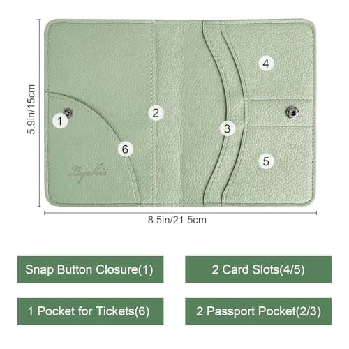 Lychii Leather Passport Wallet for Women and Men, PU Travel Protector Wallet Pouch Protective Case for Passport, Boarding Pass and ID Card — view 3