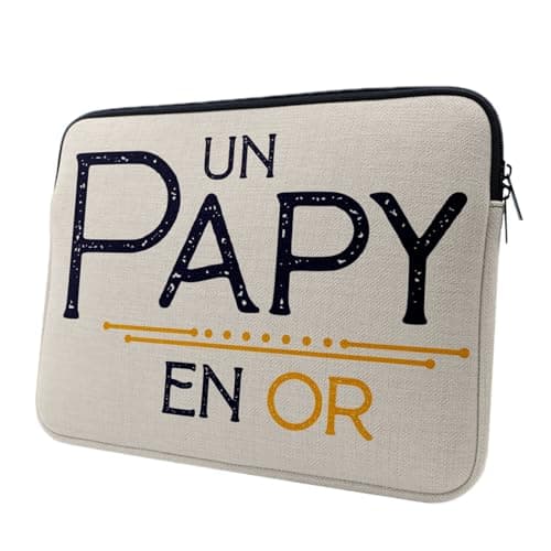 Linen Look Laptop Case with Golden Grandpa Father Love Family 10 Inches Protective Laptop Sleeve Printed in France — view 2