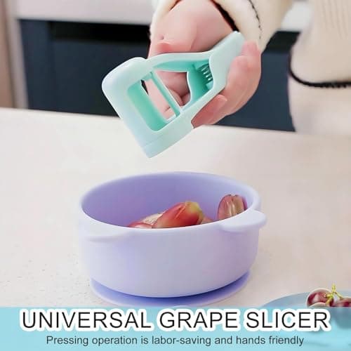 Grape Cutter, Grape Cutter for Toddlers, with A Fruit Corer, Tomato Cherry Strawberry Cutter Tools,Stainless Steel Quarter Grape Slicer Kitchen Gadgets.for Vegetable Fruit Salad — view 3
