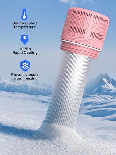 SUNMON Electric Insulin Cooler Travel Case, Intelligent Medication Cooler for Travel Auto-Cooling and Temp Control Medicine Refrigerator with USB Charger & Biogel (Glitter Pink) — view 4