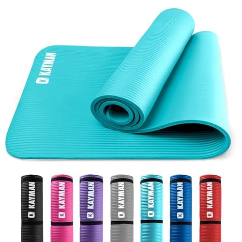 KAYMAN Exercise Yoga Mat Non Slip - Teal, 183 x 60 cm, Training & Workout Mats for Yoga, Pilates, Gymnastics, Stretching & Meditation, Eco Friendly Exercise Mat for Home with Carrying Straps