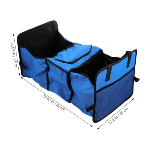 Trunk Storage Box Foldable Insulation Containing Box Blue Oxford Cloth Separate Layer Design Waterproof Wear-resistant Scratch-resistant for Car Trunk and Hiking — view 2