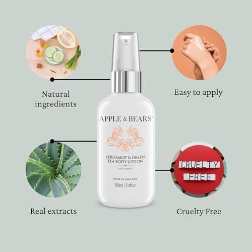 Apple & Bears Bergamot & Green Tea Body Lotion (100ml / 3.4 fl oz) - Luxury Vegan Travel Size Moisturizer - Made in UK — view 6