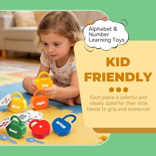 GEERAY Cause and Effect Toys for Toddlers 3 4 5, Montessori Lock & Key Set with 10 Apple-Shaped Locks, Keys & 20 Cards Numbers Matching & Counting, Preschool Learning Games Gifts — view 5