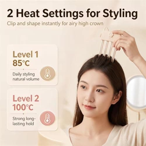 Electric Heated Hair Volume Clip,Heated Root Volumizer Clip,Portable Travel Hair Styling Tool for Flat Fine Hair, for Women (Beige) — view 3