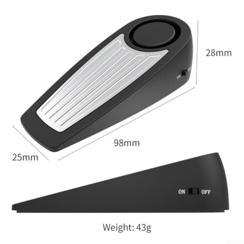 Door Stop Alarm 130dB Loud Security Device Vibration Sensor Anti-Theft Wedge for Hotel Travel Home Apartment Dorm Safety Non-Slip Base(Black) — view 4