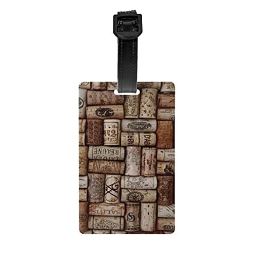 WKSGDSG Personalized Luggage Tags for Suitcases, Wine Cork Luggage Tag for Suitcases Backpacks Bags, Waterproof PVC Travel Id Tags with Detachable Wristband 3.3x2.1 Inch