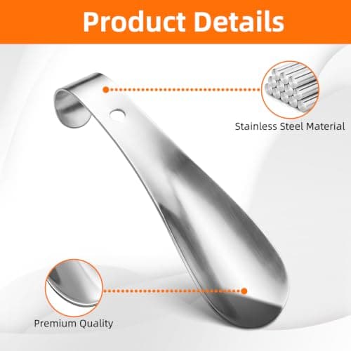 Grey Metal Shoe Horn Small 16cm Curved Hook for Travel Shoes Daily Use — view 4