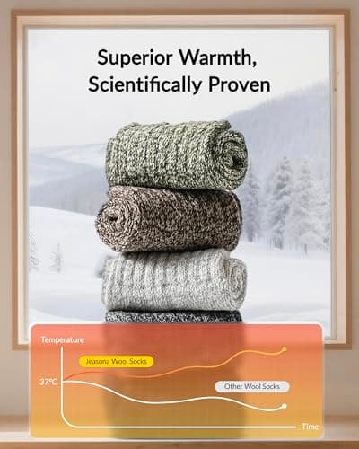 Jeasona 5 Pairs Thermal Socks for Women Size 6-8 Wool Warm Socks Thick Socks for Women Winter Thermal Christmas Stocking Stuffer for Mum Grandma — view 4