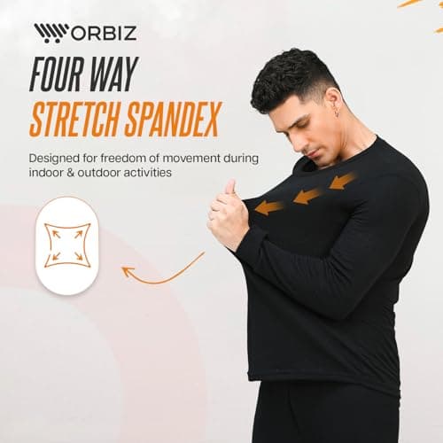 Orbiz Men’s Thermal Underwear Set - Heat-Retaining Long Sleeve Top & Bottoms, Base Layer for Outdoor Activities, Ultimate Warmth Perfect for Winter & Cold Weather (X-Large, Grey) — view 3