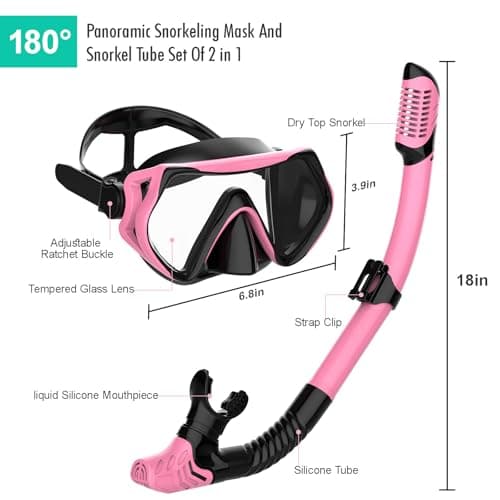 Snorkel Set Adults, JRing Snorkel Set with Anti Fog Goggles Dry Snorkel — view 5
