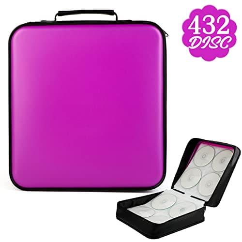 TIMCORR CD Case DVD Holders Storage - 432 Capacity Portable Disc Organizer & CD Wallet Binder Sleeve Holder for Car Travel | Media (Purple) — view 2