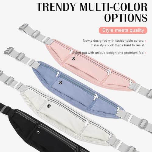 Mayoii Double-Layer Design Running Belt for Women and Men Lightweight Running Waist Belt with Water Bottle Pocket,Multi-Pocket Phone Holder Running Pouch (1, B-Pink, One Size) — view 4