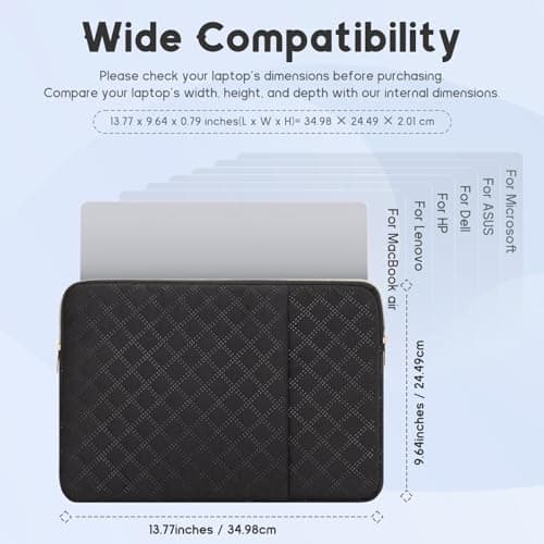 Songbala Laptop Sleeve 13-14 Inch Cover Protective Case Compatible with 14” MacBook Pro M4/M3/M2/M1 13-14” Chromebook Notebook Computer, Slim Waterproof Padded Case with Pocket, Black — view 2