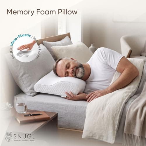 SNUGL Memory Foam Pillow Cervical PRO – Neck Pillow, Shoulder Support | Ergonomic Firm Pillows for Neck and Shoulder Pain | Orthopedic Contour Bed Pillows for Side Sleepers (Large) — view 3