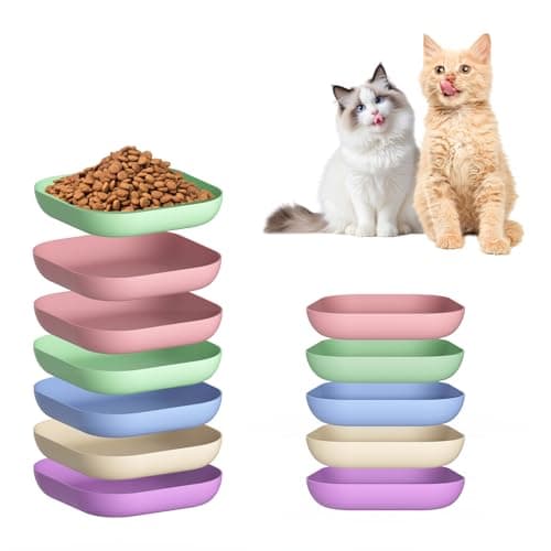 Cat Bowls, 12 Pack Whisker Friendly Cat Dishes and Bowls, No Storage, 5.5in