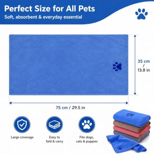 4 Pack Dog Towels, Microfiber Towels Super Absorbent Quick Dry for Pets — view 2