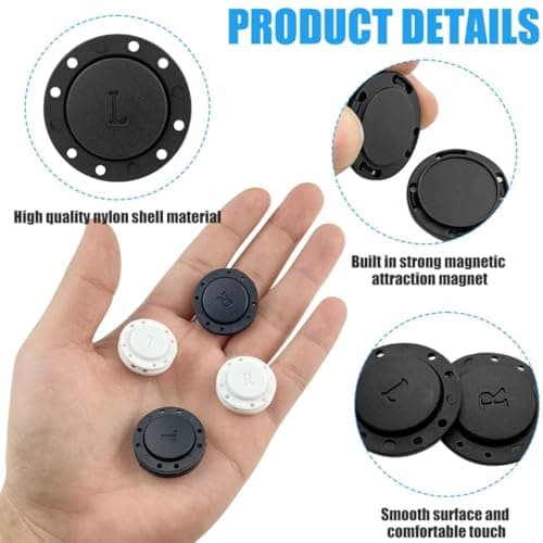 Magnetic Buttons,6 Pairs 26 mm Magnetic Press Studs for Sewing,Magnetic Closures for Clothing, Bags & Pockets. Large Snap Fasteners in Classic Black for Easy and Strong Garment & Accessory Closures — view 3